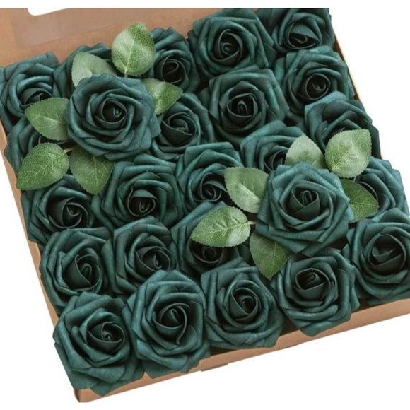 25 count Emerald Green Warm Taupe Champagne Nude Roses Bouquet Flowers Enchanted - Picture 2 of 4